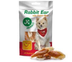 Meat Snack Rabbit Ear with Chicken meat, sušené králičie uši s kuracím mäsom, mäsová maškrta, 80 g