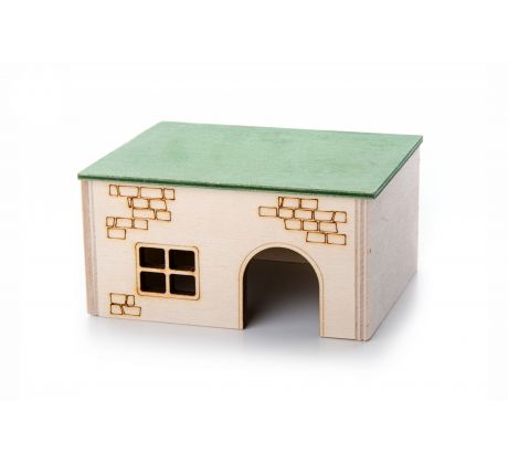 Drevený domček kváder pre škrečky, 13×10×7 cm, domček z preglejky pre hlodavce