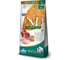 Farmina N&D dog AG SELECTION adult medium & maxi, chicken, spelt, oats & pomegranate 12 kg + 3 kg