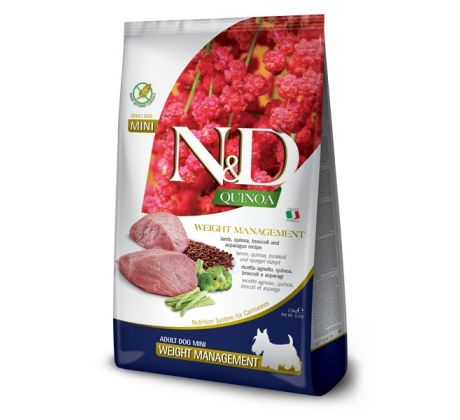 Farmina N&D dog QUINOA (GF) adult mini, weight managment, lamb 0,8 kg
