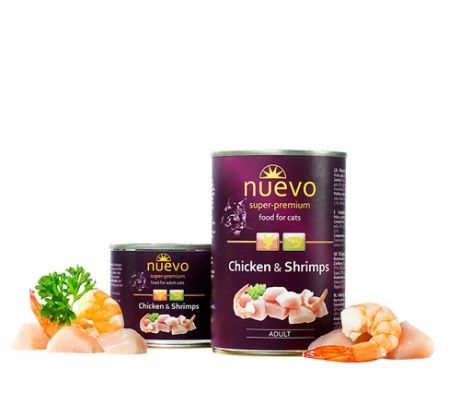 NUEVO cat Adult Chicken & Shrimps 400 g konzerva