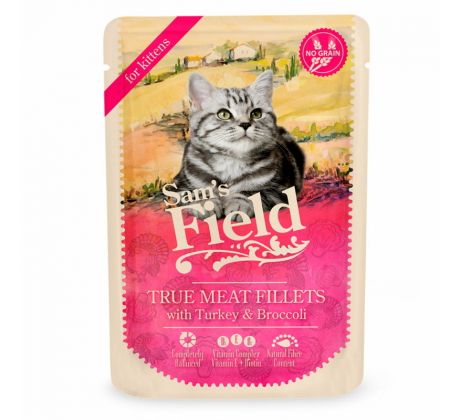 Sams Field True Meat Fillets with Turkey & Broccoli for Kittens 85 g