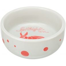 Trixie Keramická miska SPOTLIGHT pre králika, 250 ml/ø 11 cm grey/red