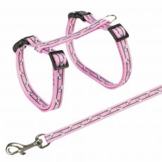 Trixie Postroj s vodítkom pre mačku - motív 27-45cm/10mm 1,20m, ružový