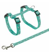 Trixie Postroj s vodítkom pre mačku - motív 27-45cm/10mm 1,20m, zelený