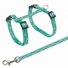 Trixie Postroj s vodítkom pre mačku - motív 27-45cm/10mm 1,20m, zelený