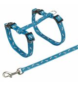 Trixie Postroj s vodítkom pre mačku - motív 27-45cm/10mm 1,20m modrý