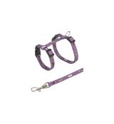 Trixie Nylonový postroj pre mačiatka - motív 21-34cm/8mm, fialový