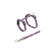 Trixie Nylonový postroj pre mačiatka - motív 21-34cm/8mm, fialový