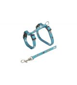 Trixie Nylonový postroj pre mačiatka - motív 21-34cm/8mm, bledomodrý