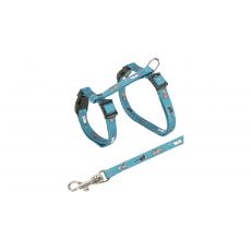 Trixie Nylonový postroj pre mačiatka - motív 21-34cm/8mm, bledomodrý