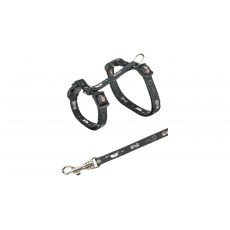 Trixie Nylonový postroj pre mačiatka - motív 21-34cm/8mm, čierny