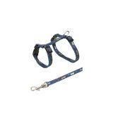 Trixie Nylonový postroj pre mačiatka - motív 21-34cm/8mm, tmavomodrý