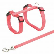 Trixie Postroj s rýchlouzávermi + vodítko na mačku 27-45cm/10mm 1,2m, červený