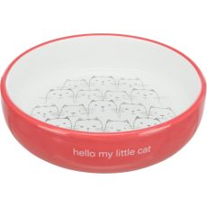 Trixie Keramická miska nízka, pre mačky s krátkym ňufákom 0,3l/11 cm, červená/biela
