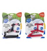 Postroj DUVO+ nylon bodkovaný KITTEN čierna/červená 15-25cm/8mm-125cm