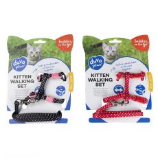 Postroj DUVO+ nylon bodkovaný KITTEN čierna/červená 15-25cm/8mm-125cm