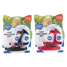 Postroj DUVO+ nylon bodkovaný CAT čierna/červená 20-35cm/10mm - 125cm