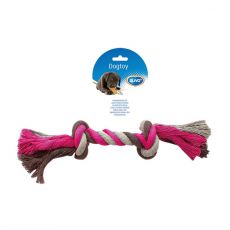 Hračka DUVO+ Lano s 2 uzlami na ťahanie ružovo-šeo-sivé Medium 26 cm