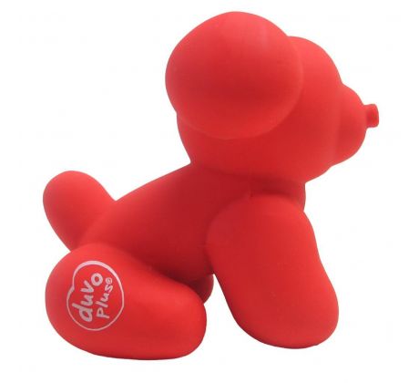 Hračka DUVO+ latexový balón mopslík, pískajúci, červený  9,5x6x8,5 cm