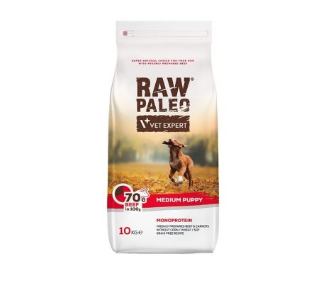 VetExpert Raw Paleo puppy medium beef 10 kg