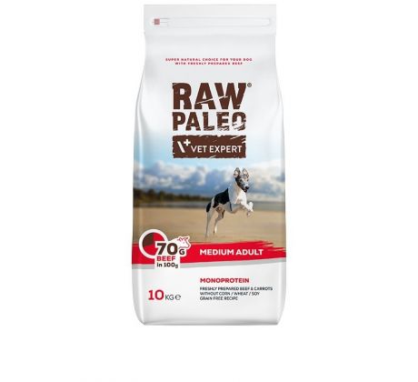 VetExpert Raw Paleo adult medium beef 10 kg