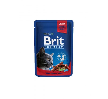 BRIT Premium cat Kapsička Adult Beef Stew & Peas 100 g