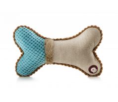 JK Plyšová kosť, 24 cm, modrá, plyšová pískacia hračka pre psov