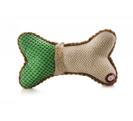 JK Plyšová kosť, 24 cm, zelená, plyšová pískacia hračka pre psov