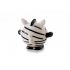 JK Vinylová lopta zebra, biela pískacia hračka pre psov, 10 cm