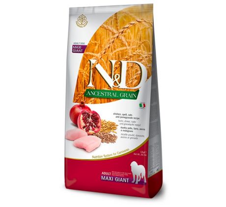 Farmina N&D dog AG adult giant maxi, chicken, spelt, oats & pomegranate 12 kg